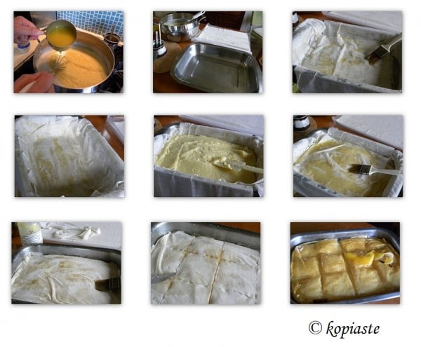 Collage Galaktoboureko with lemon curd