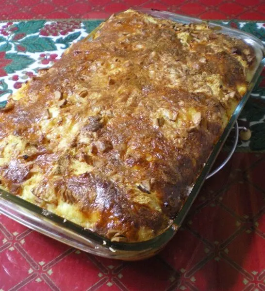 Σουφλέ με Ψωμί του Τοστ, Τυριά και Γαλοπούλα Καπνιστή