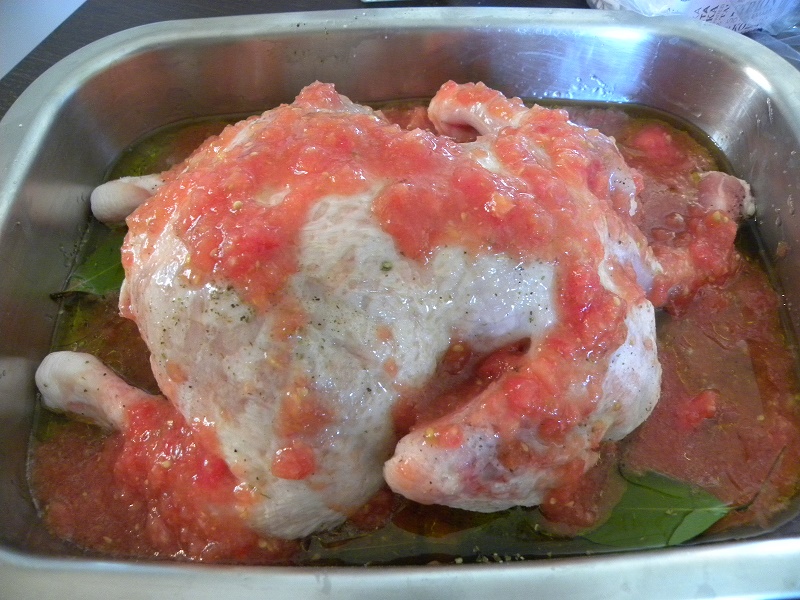 κοτόπουλο ντομάτα πριν το ψήσιμο φωτογραφία