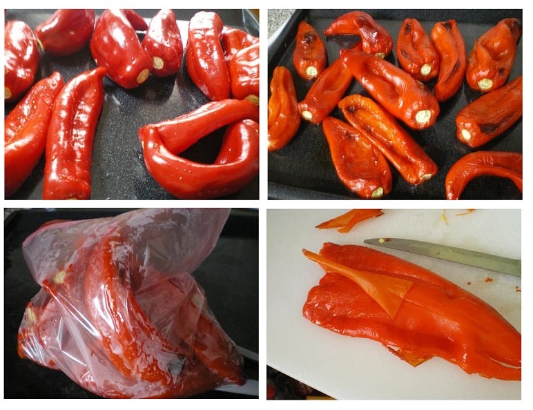 collage roasted red pepper piperies Florinis