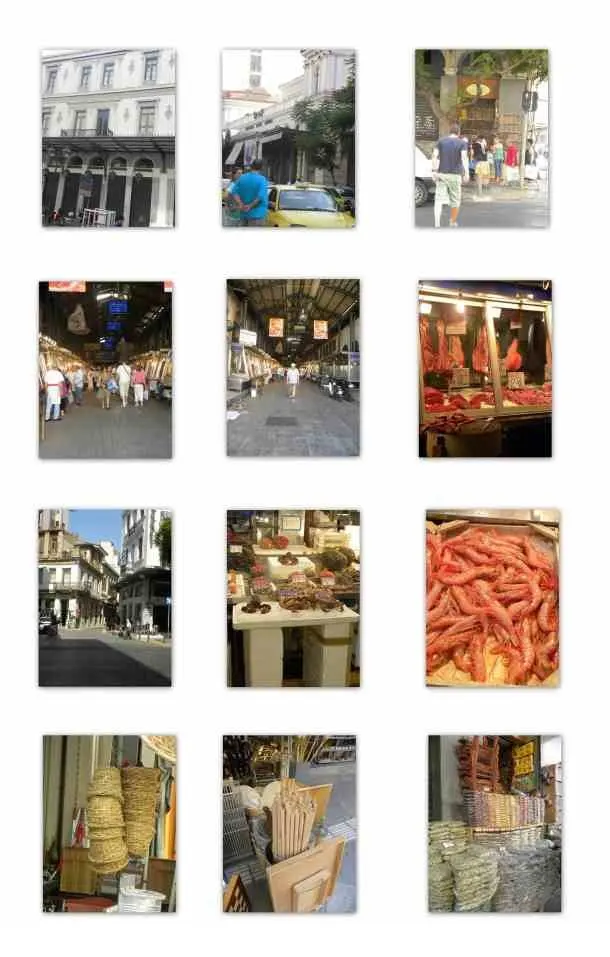 Κολάζ εικόνες από τη Βαρβάκειο αγορά φωτογραφία