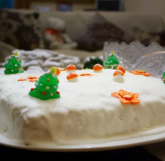 Χριστουγεννιάτικο Κέικ με κόκκινα φρούτα