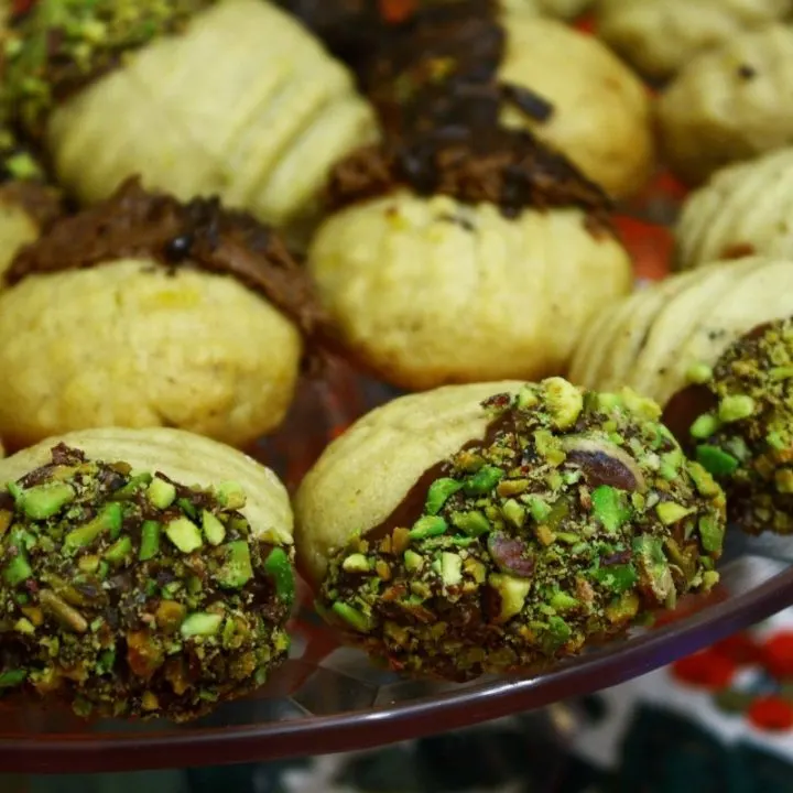 Melomakarona with Chocolate and pistachios image