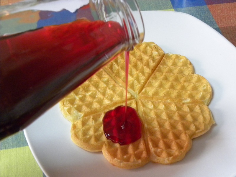waffles with pomegranate syrup image