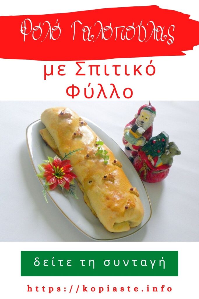 Κολάζ Ρολό Γαλοπούλας με Χωριάτικο Φύλλο εικόνα