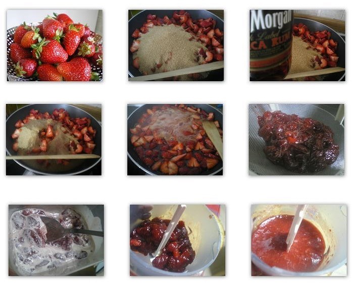 Κολάζ φτιάχνω τη σάλτσα φράουλας εικόνα