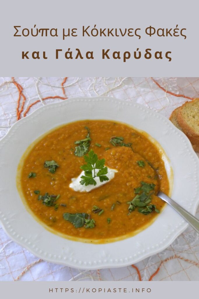 Κολάζ Σούπα με Κόκκινες Φακές και Γάλα Καρύδας εικόνα