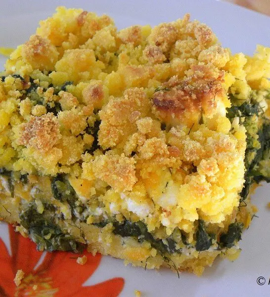 Κραμπλ Καλαμποκάλευρου με Γλυκοκολοκύθα, Σπανάκι και Φέτα