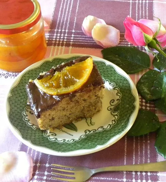 Κέικ με Καρύδια, Σοκολάτα και Πορτοκάλι