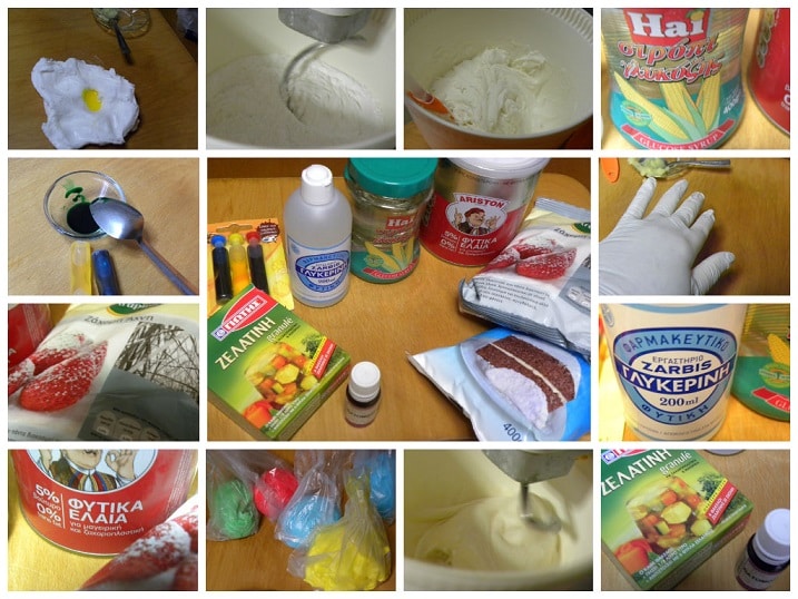 Collage ingredients for sugarpaste