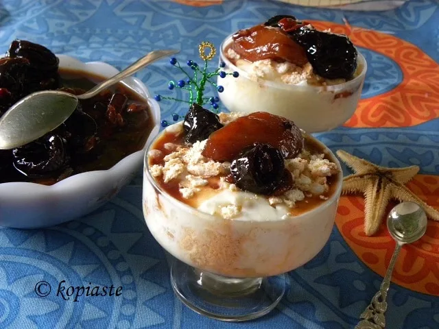 Deconstructed Pavlova with poached fruit