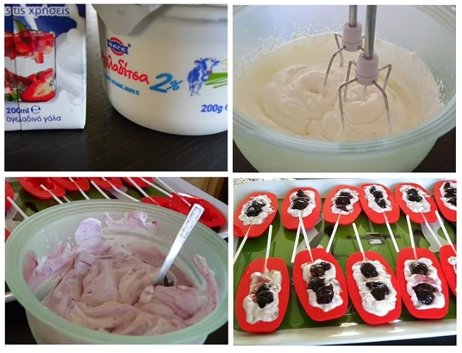 collage making lavender greek yoghurt ice pops
