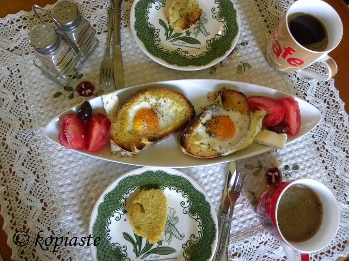 Brunch with Bread and Eggs
