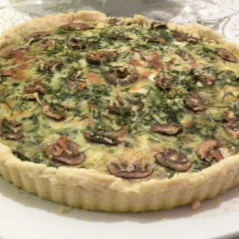 Spinach and mushroom Tart-after baking Picture