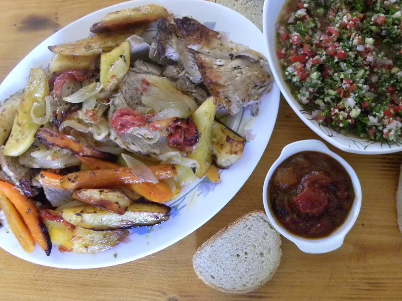 Pstio with tambouli tabbouleh and tomato chutney image