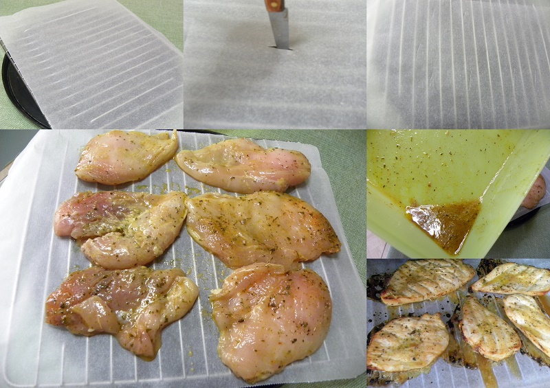 Κολάζ ετοιμασία του κοτόπουλου για ψήσιμο στο φούρνο εικόνα