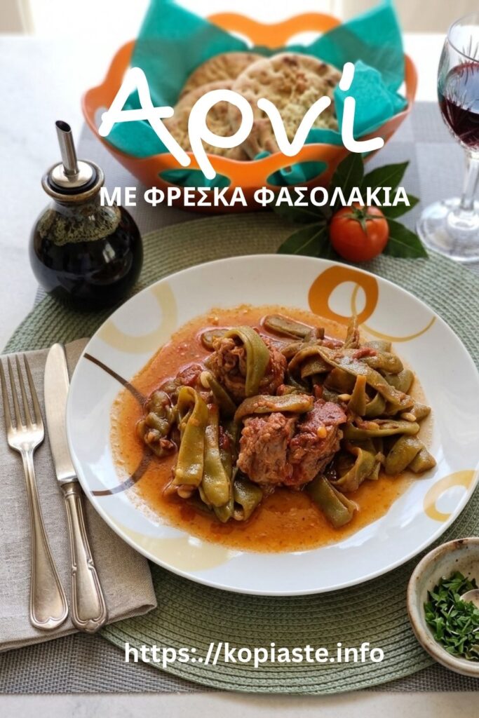 Κολάζ Αρνί με Φρέσκα Φασολάκια εικόνα