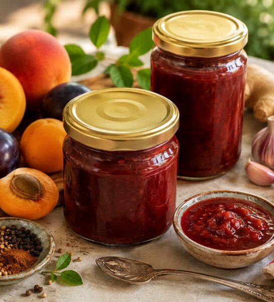 Πικάντικο Τσάτνεϋ με Ροδάκινα, Βερίκοκα, Νεκταρίνια και Δαμάσκηνα
